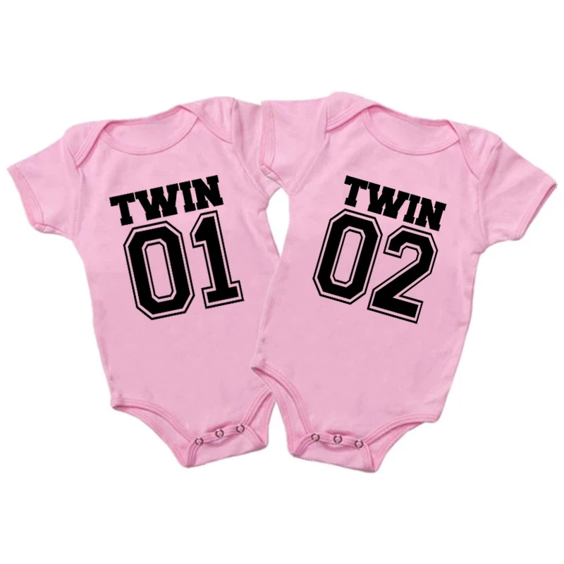 Twin ubrania Twins dopasowanie Body dla dzieci bawełna chłopcy dziewczęta Onesies noworodka Body Romper lato Twins stroje prezent dla bliźniaków