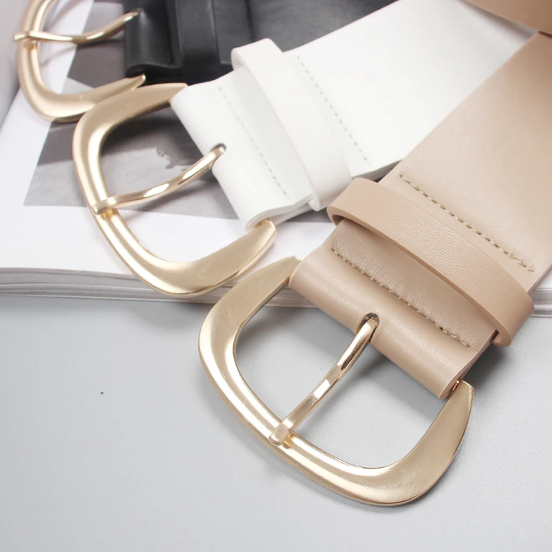 2021 new Casual Leather Belt women Large Metal buckle Luxury Designer wide Belts Female High Quality Waist Belt