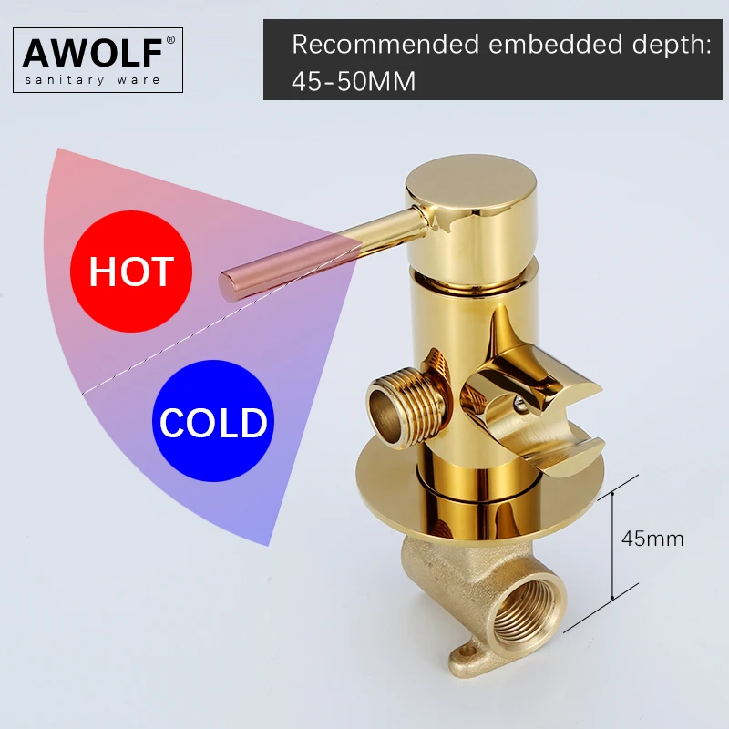 Imagem -04 - Awolf Banheiro Misturador de Bidê Titânio Ouro Chuveiro Higiênico para Banheiro Latão Maciço Pulverizador de Bidê Quente e Frio Ducha wc Ap2237