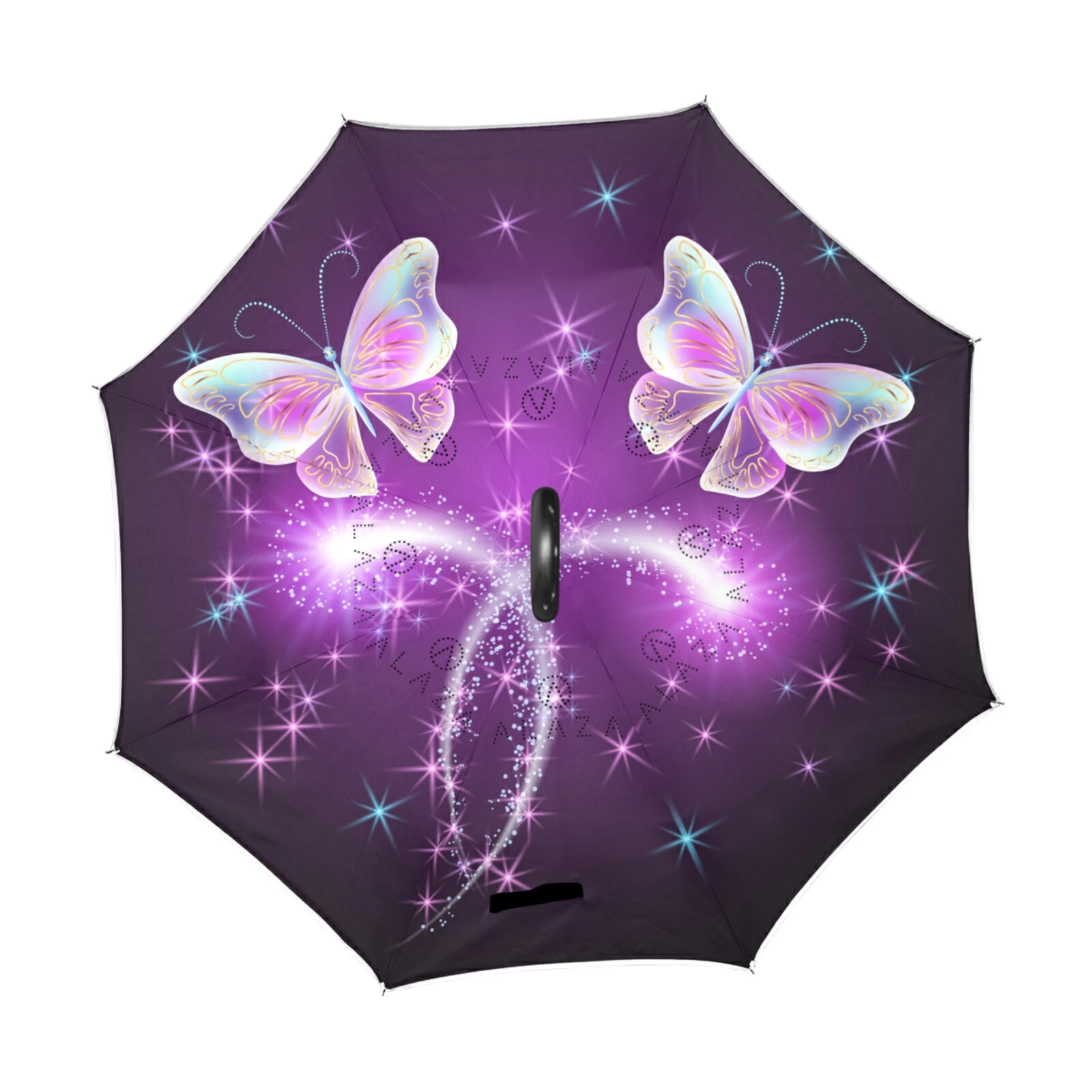 Windproof Car Reverse Umbrella Galaxy Insect Butterfly Umbrella Rain Women Double Layer Inverted Self Stand Umbrella Parasol