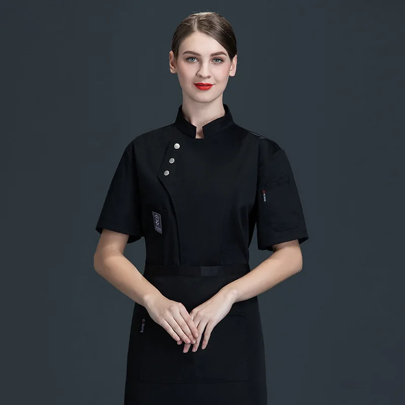 Jaqueta de chef masculina, uniforme de trabalho, manga curta, roupas de trabalho, garçom, hotel, respirável, uniforme de chef