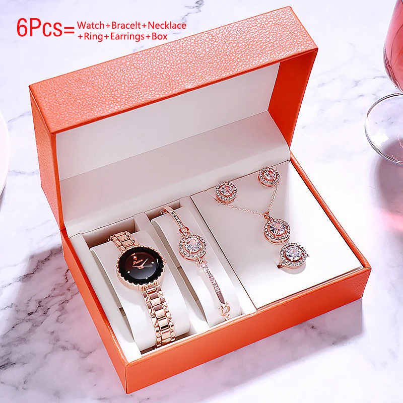 Fashion 2020 Women Watches Bracelet Set Quartz Wrist Watch Waterproof Ladies Watches Diamond Clock Steel Strap Female Wristwatch