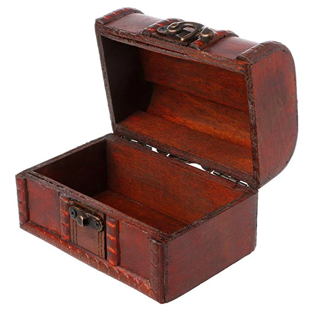 HOT SALES！！！Hot Wooden Vintage Treasure Chest Wood jewelry Storage Box Case Organiser Ring