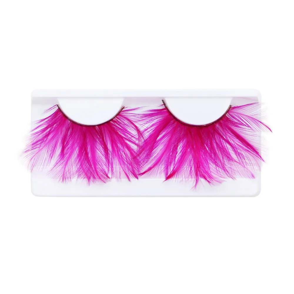 Colored Feather False Eyelashes Stage Makeup Exaggerated Thick Colorful Fake Eyelashes Soft Lashes Extension Wholesale Eyelashes