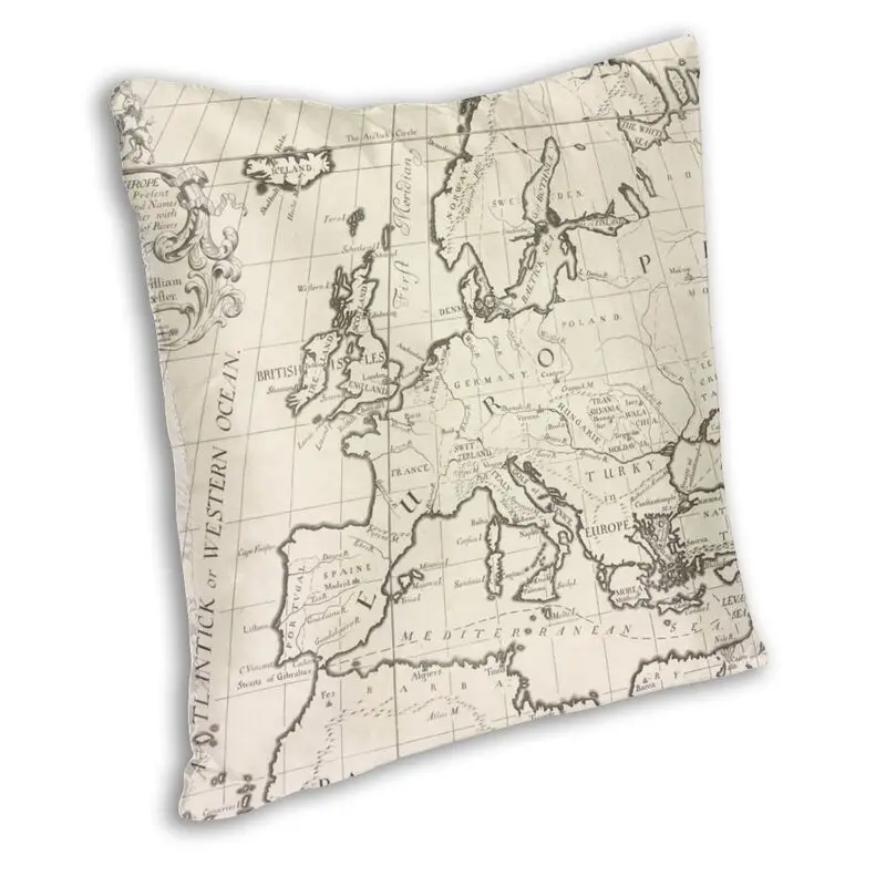 Retro Map Of Europe (1700) Pillow Cover Home Decorative Ancient Vintage Cushions Throw Pillow for Sofa Double-sided Printing