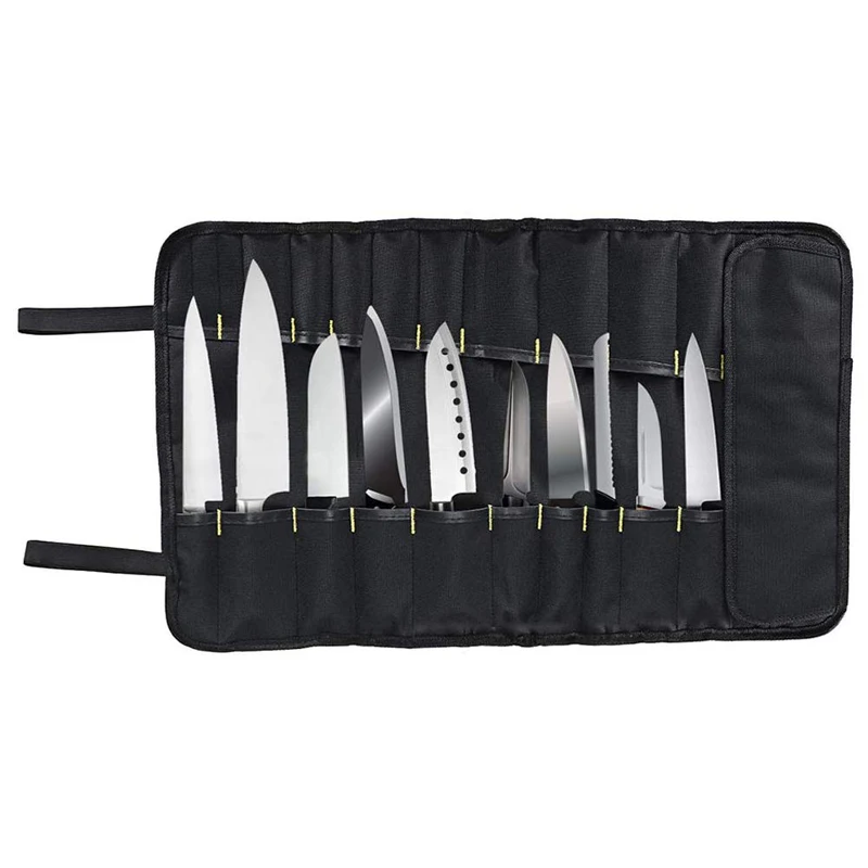 LMETJMA Premium 22 Slots Chef Knife Bag Oxford Cloth Knife Roll Bag Portable Durable Knife Cutlery Storage Bag Carry Case KC0318