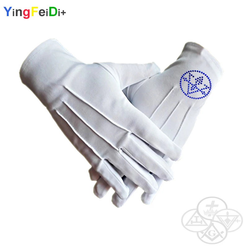 Vòng Nóng Kim Cương Vuông Và La Bàn Freemason Chất Lượng Cao Của Trung Đông Phẳng Nhiệt Rắn Đá Polyester Găng Tay-[Màu Trắng]]