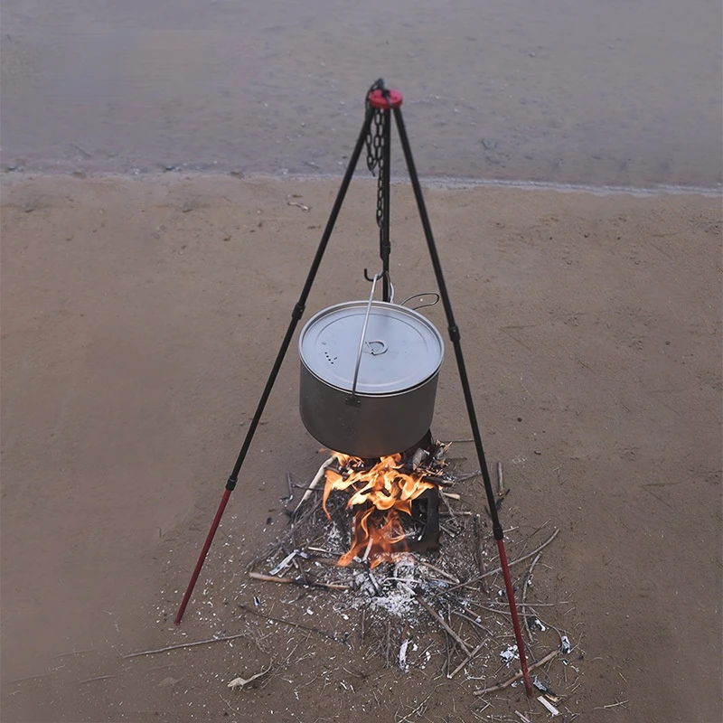 Camping Tripod for Fire Hanging Pot Outdoor Campfire Cookware Picnic Cooking Pot Grill Aluminum Alloy Stainless Steel Hook