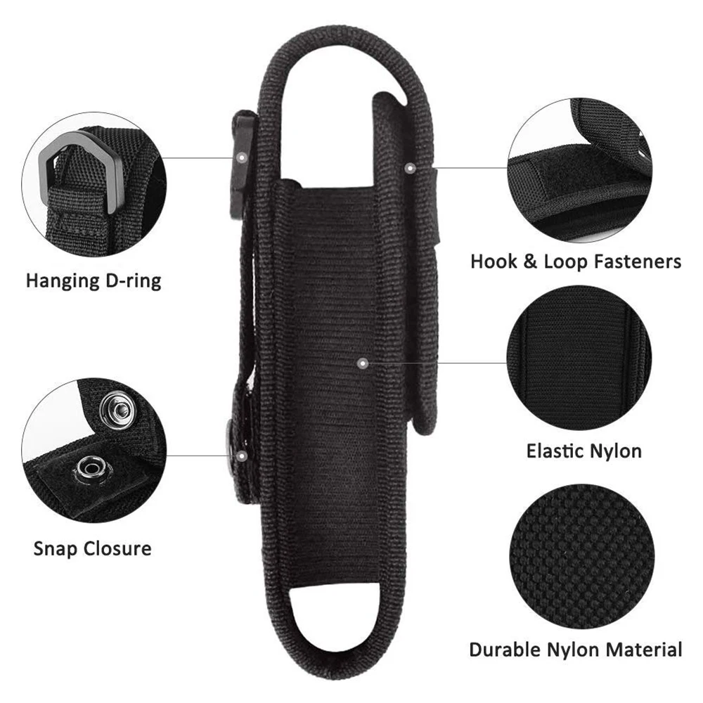 Outdoor Molle Flashlight Pouch LED Torch Holster Belt Waist Pack Portable Flashlight Carry Case for Hunting Camping