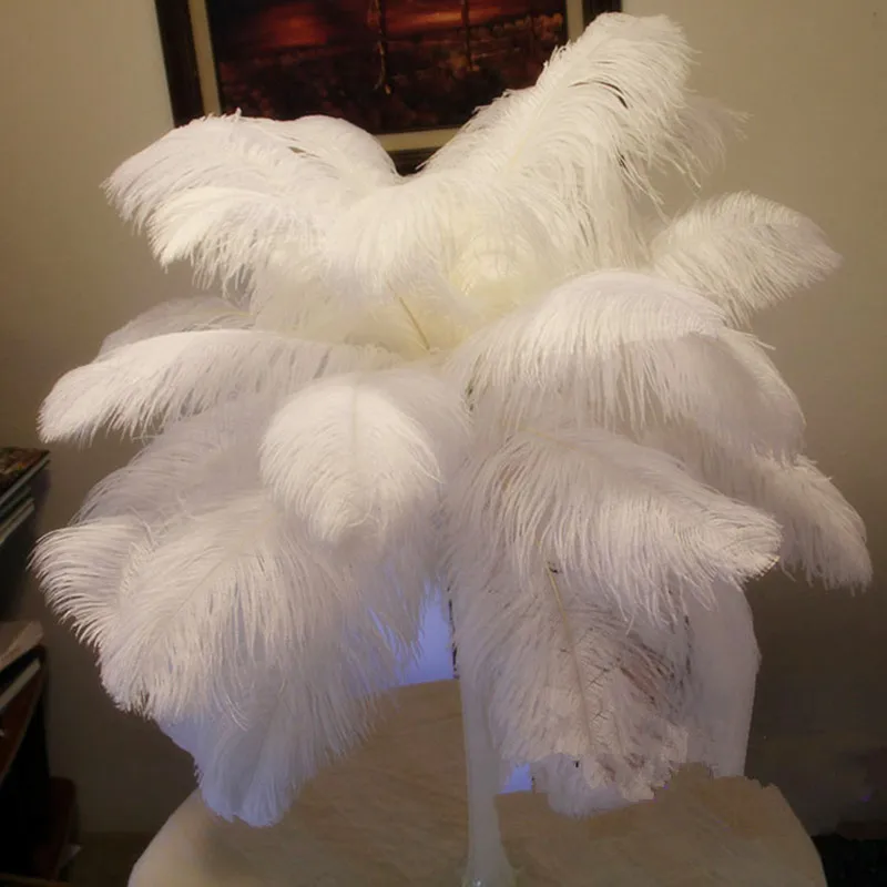 

100Pcs White Crafts Feathers DIY Natural Ostrich Feather Plume Jewelry Making Wedding Party Christmas Plumas Decoration 40-45 CM