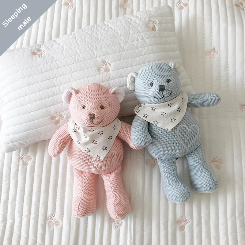 Cute Little Bear Knitted Animal Doll for Boy Girl Gift Soft Knit Stuffed Animal Toys Sleeping Mate