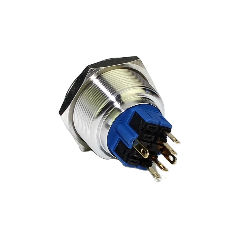25mm Green Ring LED Metal 6 Pins Self-Locking Latching Push Button Anti Vandal Electric Switch Waterproof 6V,12V, 24V,110V, 230V