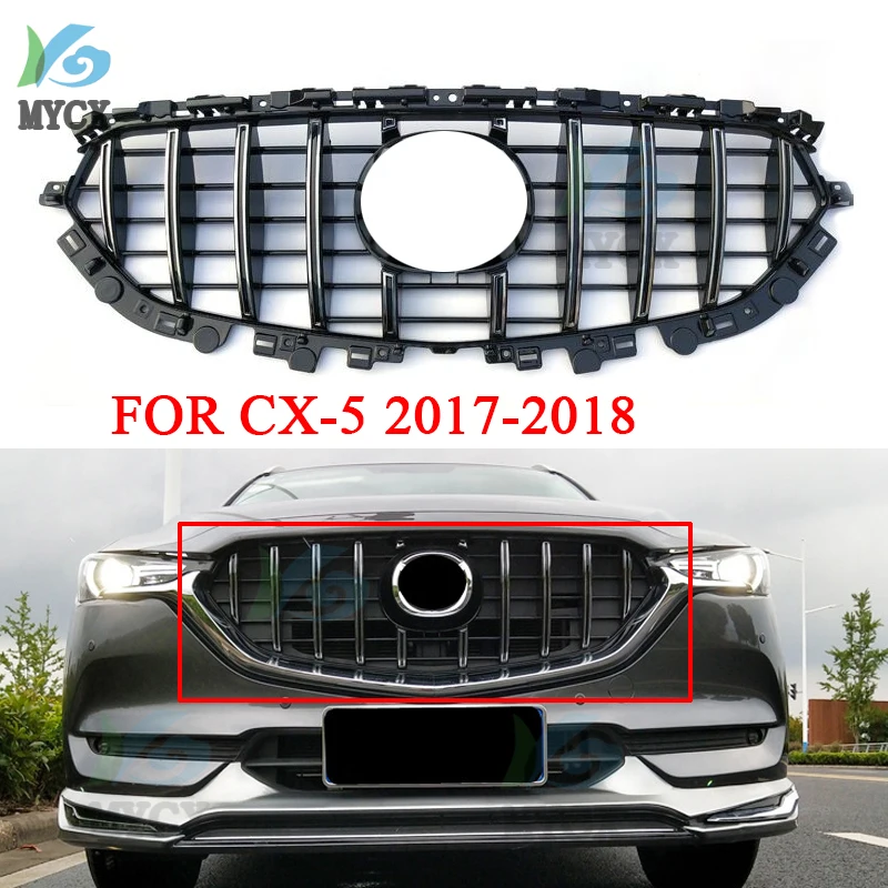 

AUTO FRONT MESH EXTERIOR MASK TRIMS COVERS FRONT BUMPER ABS MODIFIED GRILL GRILLS FIT FOR MAZDA CX-5 CX5 AUTO GRILLE 2017 2018