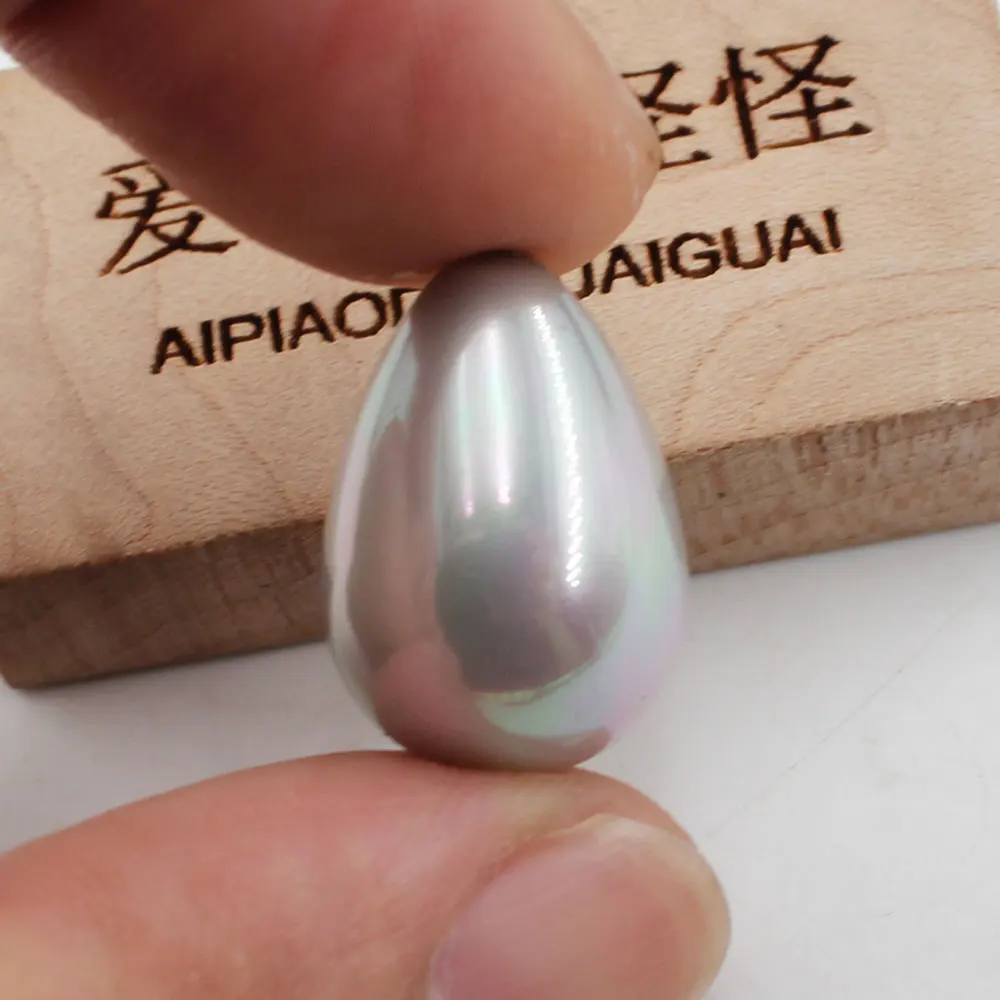 APDGG 14x20MM 5 Pcs Natural Gray Sea Shell Pearl Half Hole Teardrop Beads For Pendant Earrings DIY Jewelry Findings