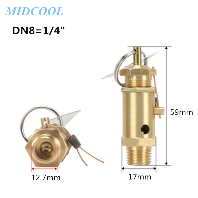 Air Compressor Safety Pressure Relief Valve Spring Type Male A21W-16T A21W16T DN8 1/4