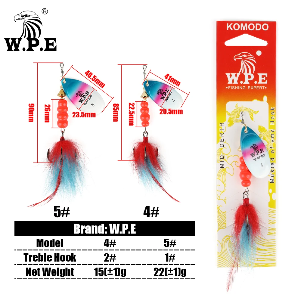 W.P.E Señuelo giratorio cuchara plumas metálicas – Cebo multicolor - imagen 3