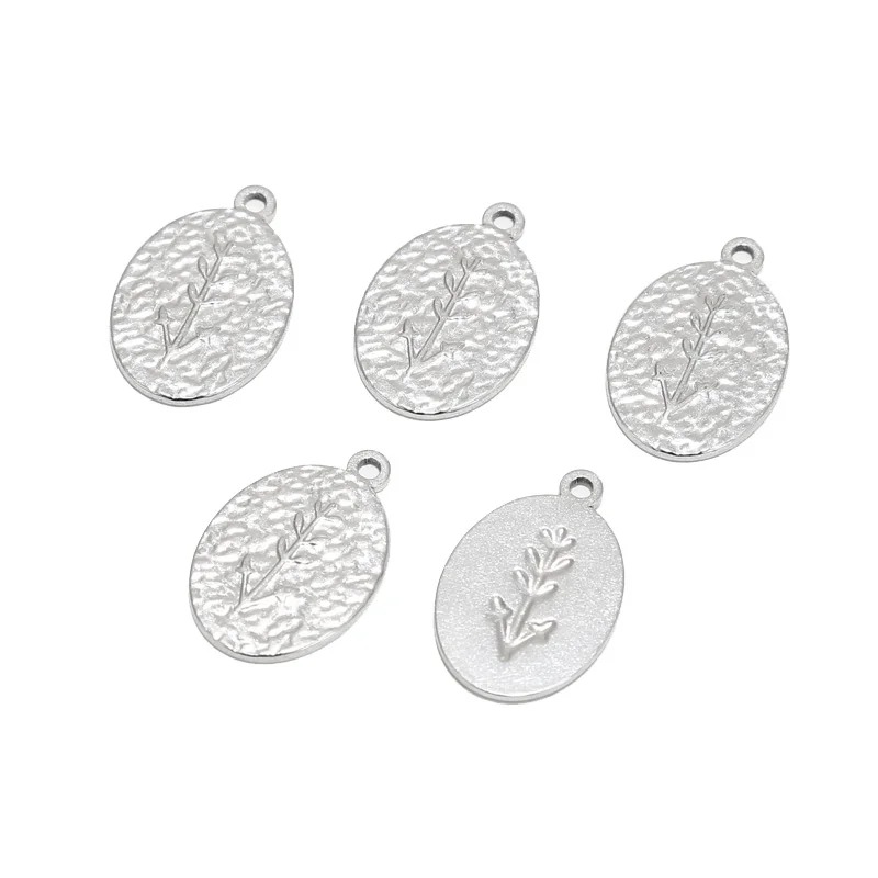 10pcs Stainless Steel 16*23mm Oval Embossing Pendants Charms for DIY Necklaces Jewelry Making Crafting Supplies