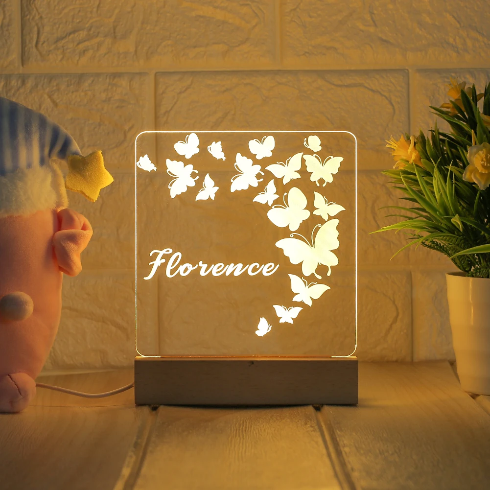 Luce notturna personalizzata USB nome personalizzato lampada 3D Luminaria anniversario di natale compleanno festa della mamma regalo per la festa del papà