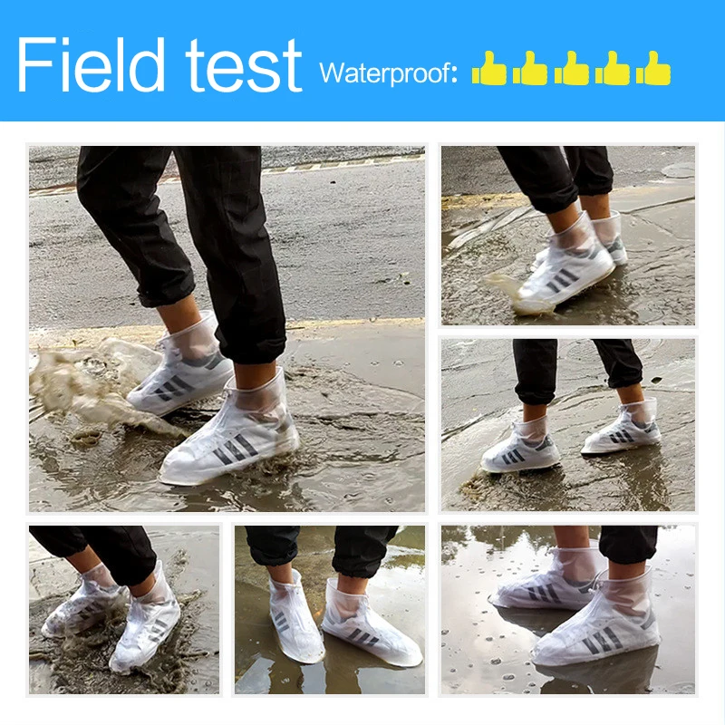 2023 New 1pair Outdoor Waterproof Protector Shoes Boot Cover Unisex Zipper Rain Shoe Covers High-Top Anti-Slip Rain Shoes Cases