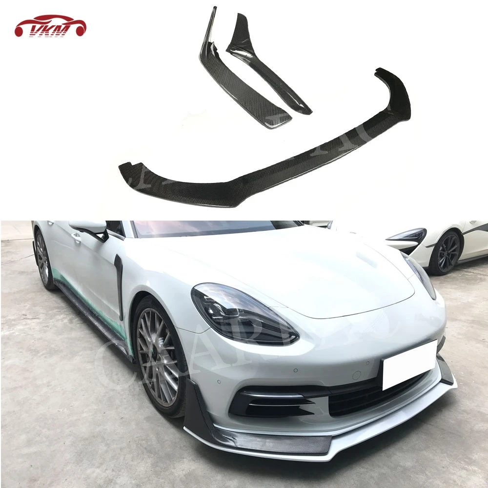 

Front Bumper Lip Spoiler Splitters For Porsche Panamera 971 2017 2018 2019 Dry Carbon Fiber Head Chin Shovel Aprons