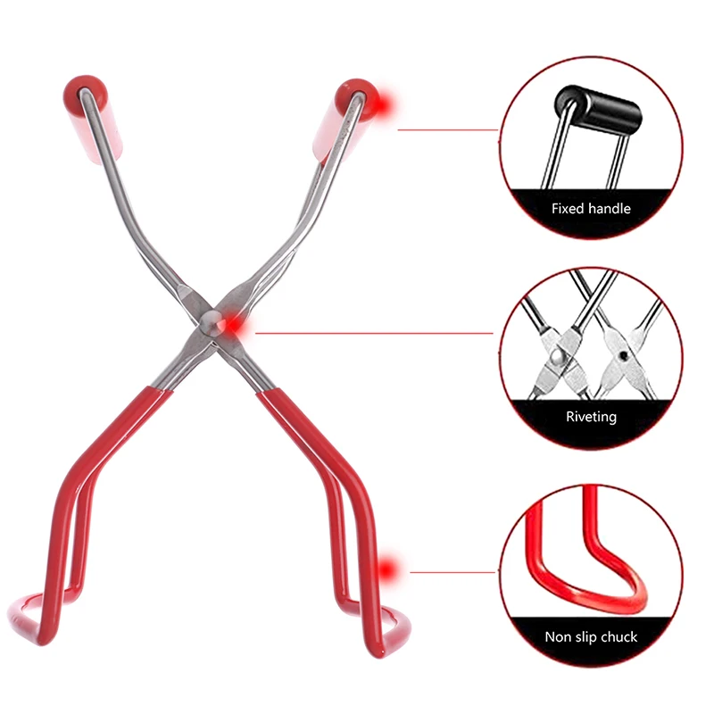 Wide Mouth Clip Canning Jar Tong Stainless Steel Anti-Scalding Lifter Non-Slip Feeding BottleClip Anti-Skid Anti-Scald Jar Clamp
