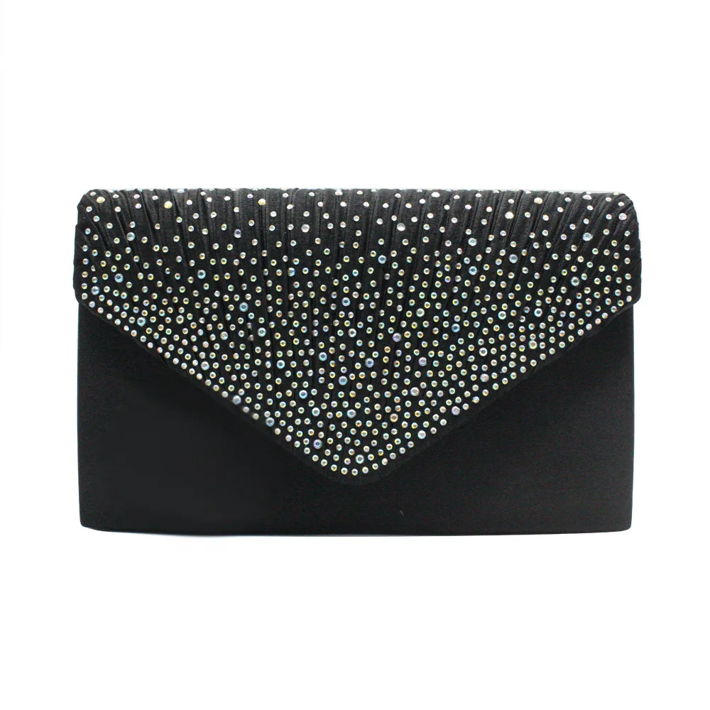 Bolso de mano de seda satinada con diamantes para mujer, bolsa de mano para banquete, bolso de noche para fiesta, bolso de mano para niñas, bolso de mano de hombro de moda