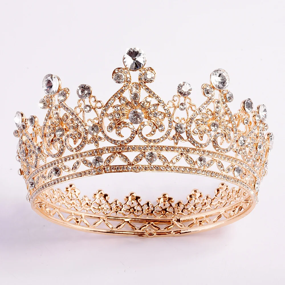 

Baroque Retro Luxury Crystal Bride Tiara Crown For Women Hairband Bridal Wedding Hair Accessories Dance Queen King Crown Jewelry