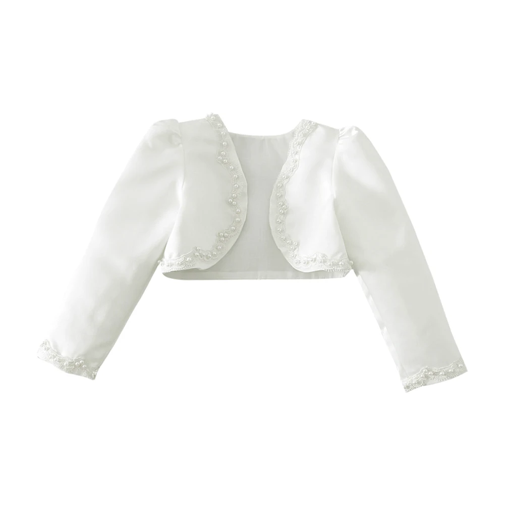 

Children Kids White Long Sleeves Flower Girls Bolero Jacket Shrug Cape Formal Wedding Party Cloaks Shawl Shrug Outerwear Coats