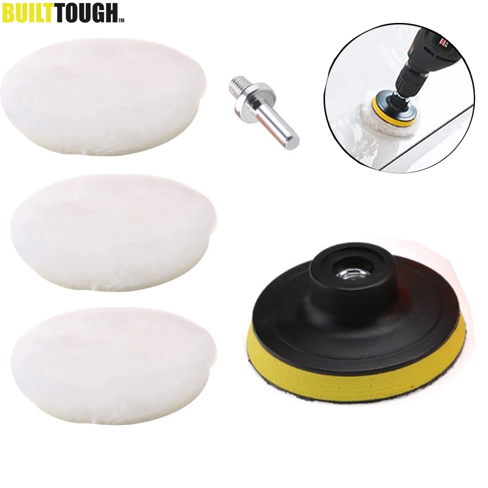 

5X Car Polishing Disc Buffing Polishing Pads Wool Drill Adapter Wheel Waxing Pad M14 6 Inch For Electric Drill Auto Car Polisher