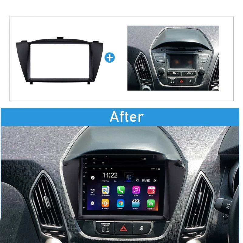 

Double Din Car Radio Fascia Trim Kit Install Frame DVD Panel Stereo Interface for HYUNDAI TUCSON IX35 2010+ 178X102mm