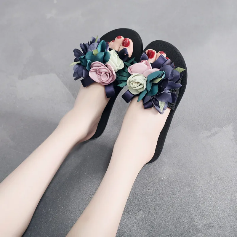 Summer New Fashion Wear Flowers Beach Shoes Hot Sale Women's Slippers Fashion Seaside Holiday Non-slip Slipper Sandals C276