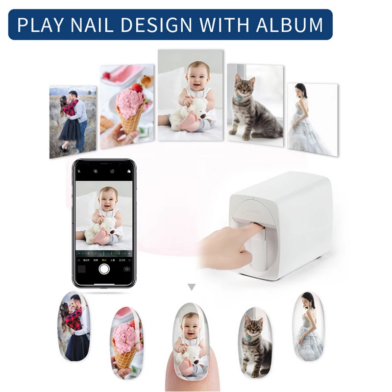 O2NAILS Mesin Pencetak Nail Art Digital Wifi Pintar 3d Otomatis Mini Portabel