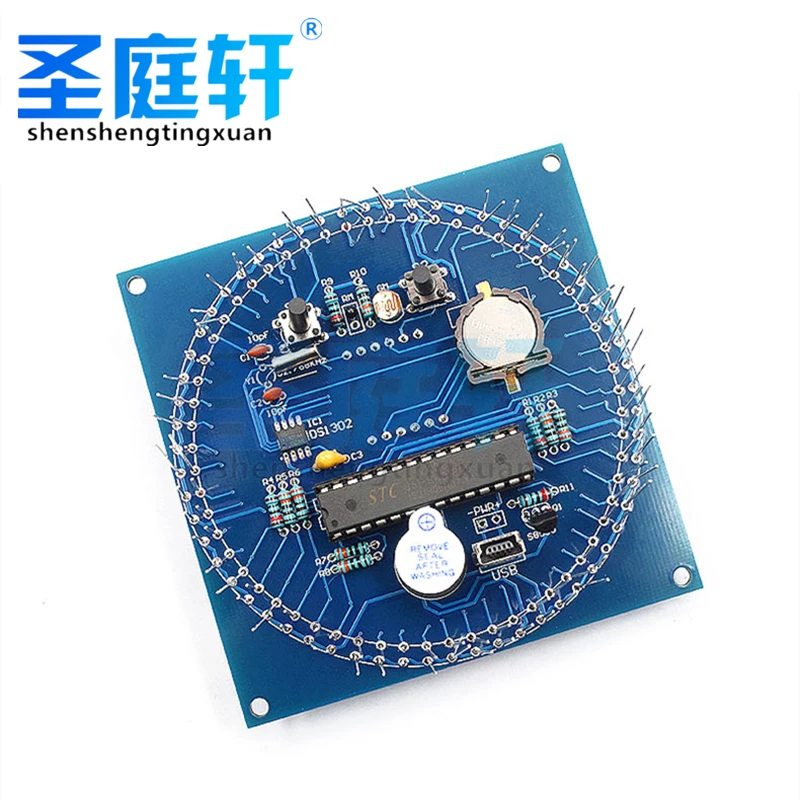 LED Display Alarm Rotary Electronic Clock Module, Water Lamp, Light Control Craft Kit, Temperature DS1302, C8051, MCU, STC15W408
