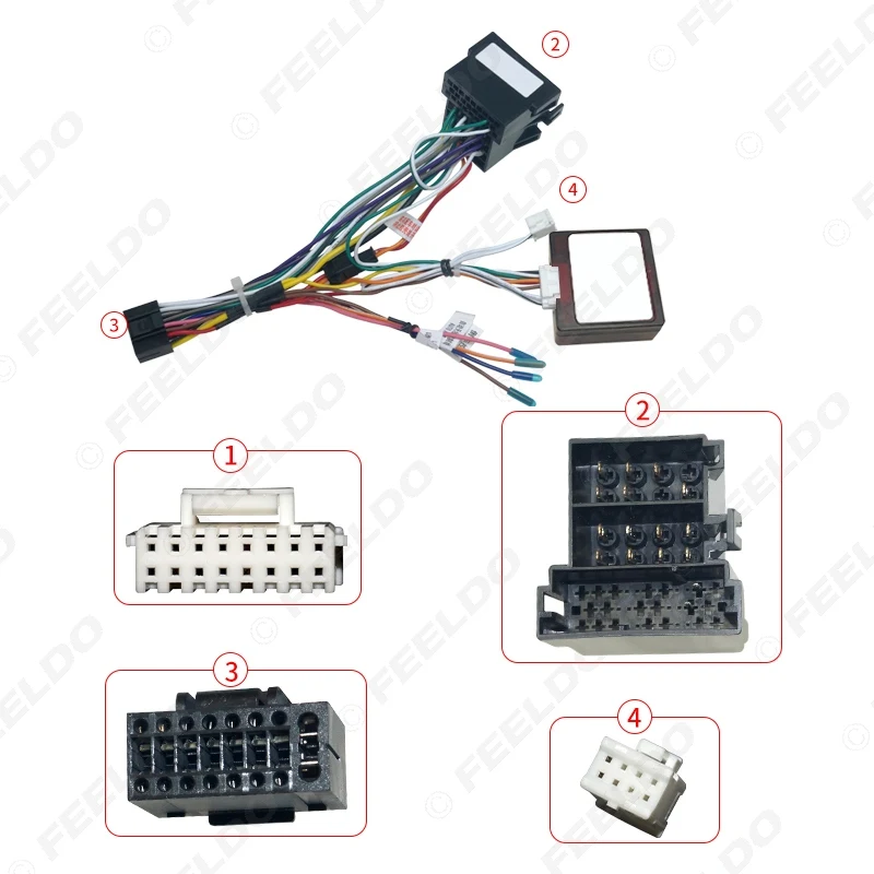 FEELDO Car 16pin Android Audio Wiring Harness With Canbus Box For Opel Corsa 07~14 Aftermarket Stereo Installation Wire