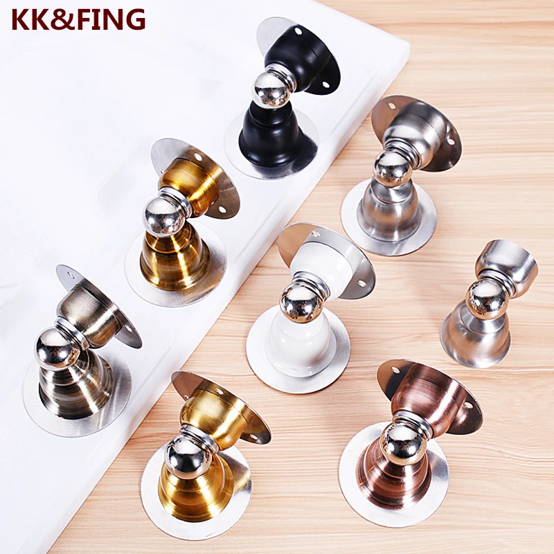 KK&FING Mini Strong Magnetic Door Stopper Stainless Steel Wall Stopper Anti-collision Door Stop Punch-free Short Door Stopper