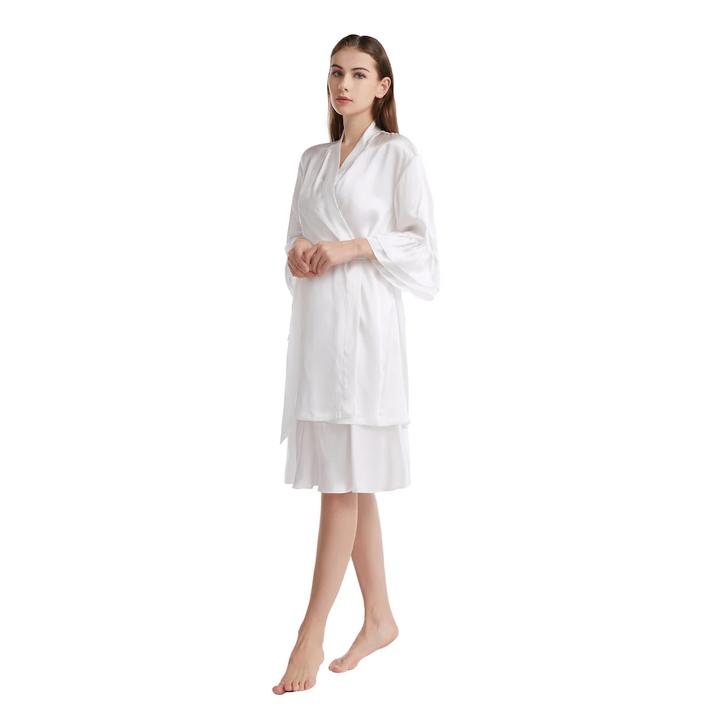 CISULI 100% Pure Silk Pajama Set Women Sleepwear Nightgown Dress 2022SS New Whole Set