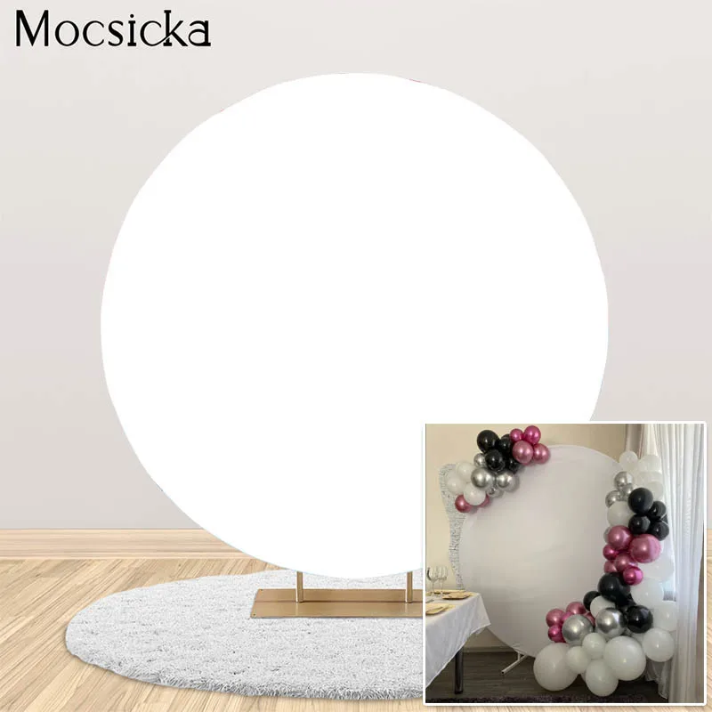 Mocsicka Pure White Round Circle Backdrop Cover Wedding Baby Shower Birthday Party Decor Photo Background Banner Studio Props