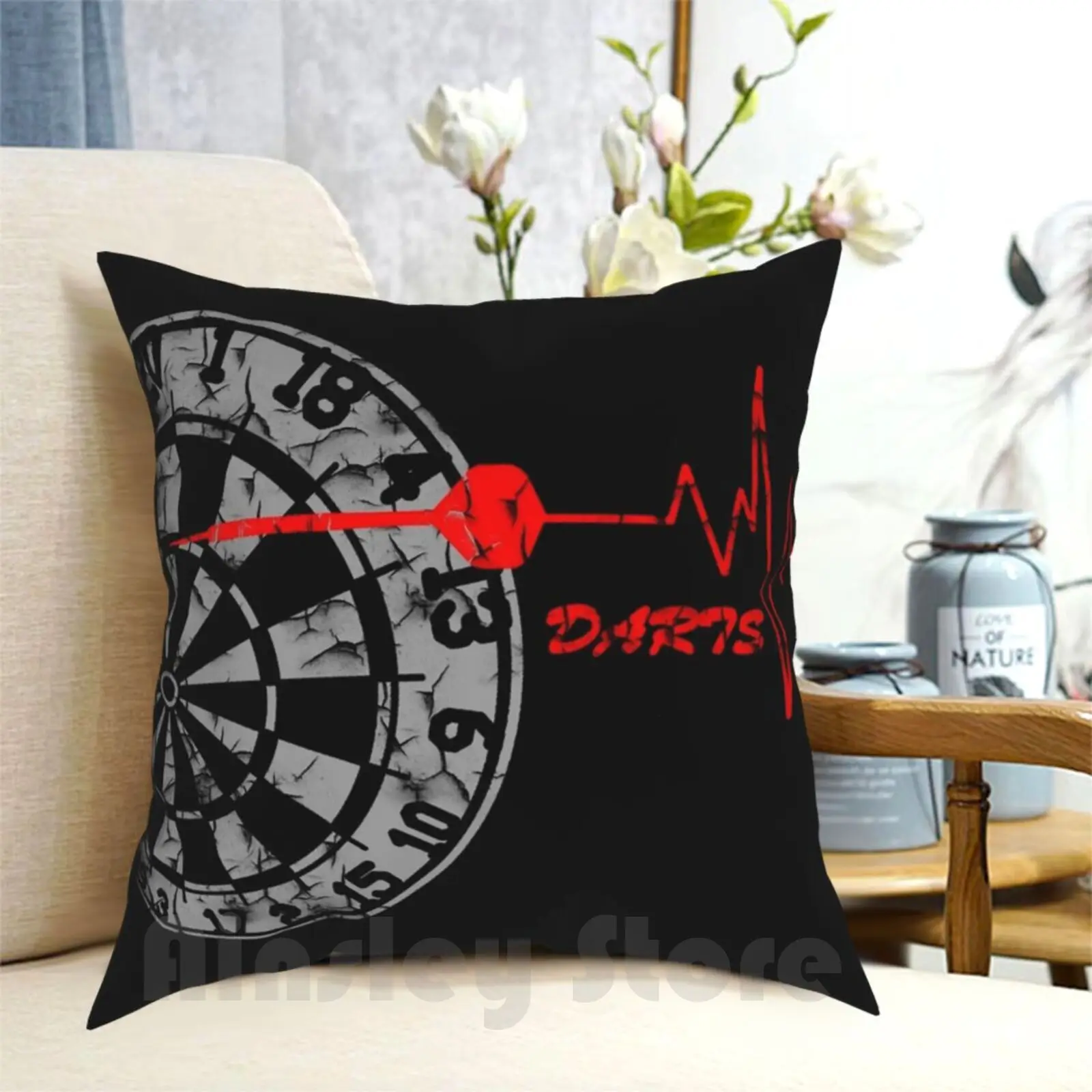 ダーツボードプリント枕カバー、ソフトDIYカバー、ダーツと矢印のフライト、ホームダーツ、180