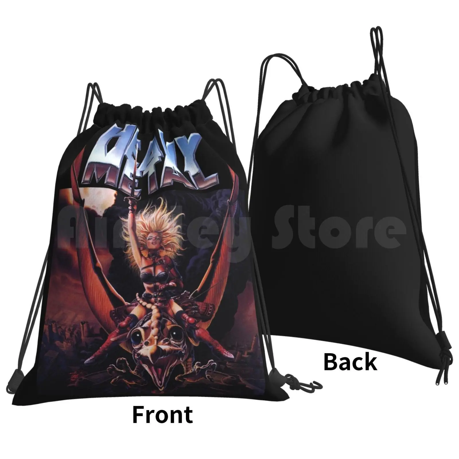 Heavy Metal Movie Backpack Drawstring Bags Gym Bag Waterproof Heavy Metal Sci Fi Science Fiction Retro Vintage Animation