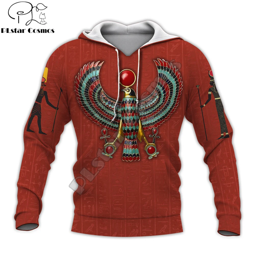 Egyptian Horus Symbol Red 3D Printed Men Hoodie Harajuku Fashion Hooded Sweatshirt Street Jacket Autumn Unisex hoodies KJ672