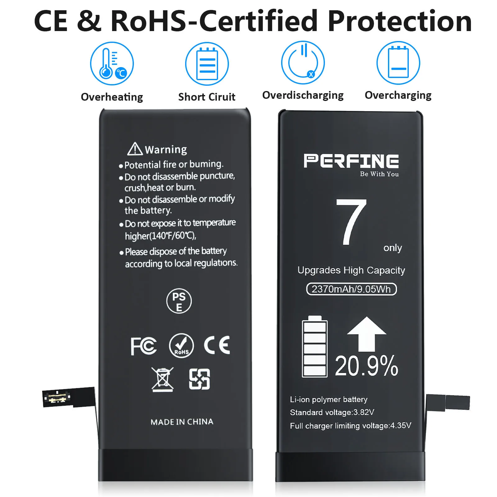 Batteria del telefono Iphone 7 2370mAh per IP7 A1660 A1778 A1779 il nuovo telefono con batteria integrata ai polimeri di litio sostituisce il cavo