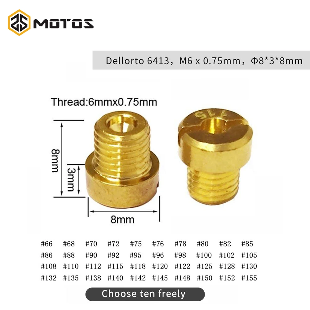 ZS MOTOS Motorcycle Carbureot Main Jet Kit Set For Dellorto 6413 M6 #66-#155 For DE 6413 FRD/A/B/C/G PHB/H/L/N/R VHB/Z/T VHS/G/H