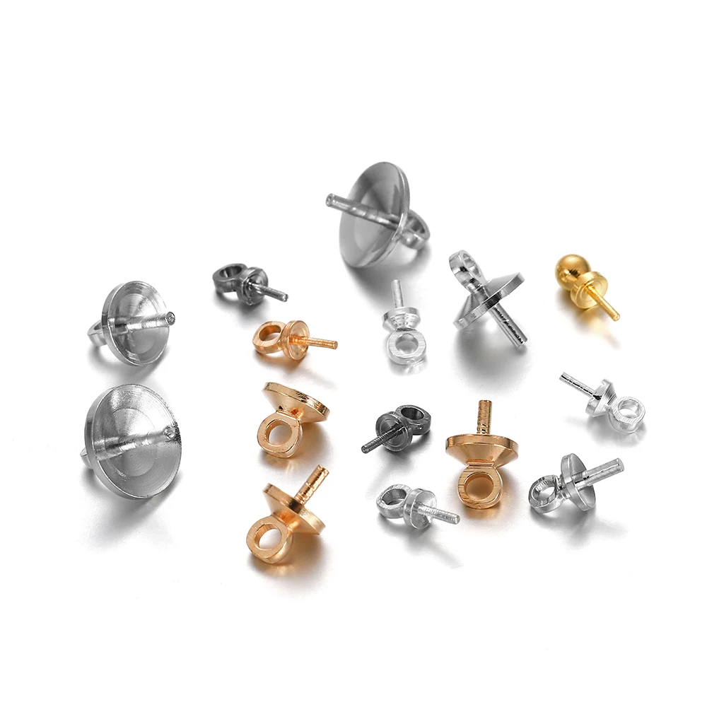 

50-100pcs 3-8 mm Brass Eye Pin Pearl Pendant Charm Connector Bail For Diy Jewelry Making Findings Accessories Supplies Wholesale
