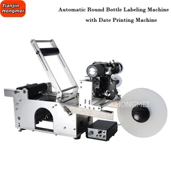 Semi Automatic Labeling Machine Medicine Manual Round Bottle Sticker With Date Printing Machine Self Adhesive Labeler