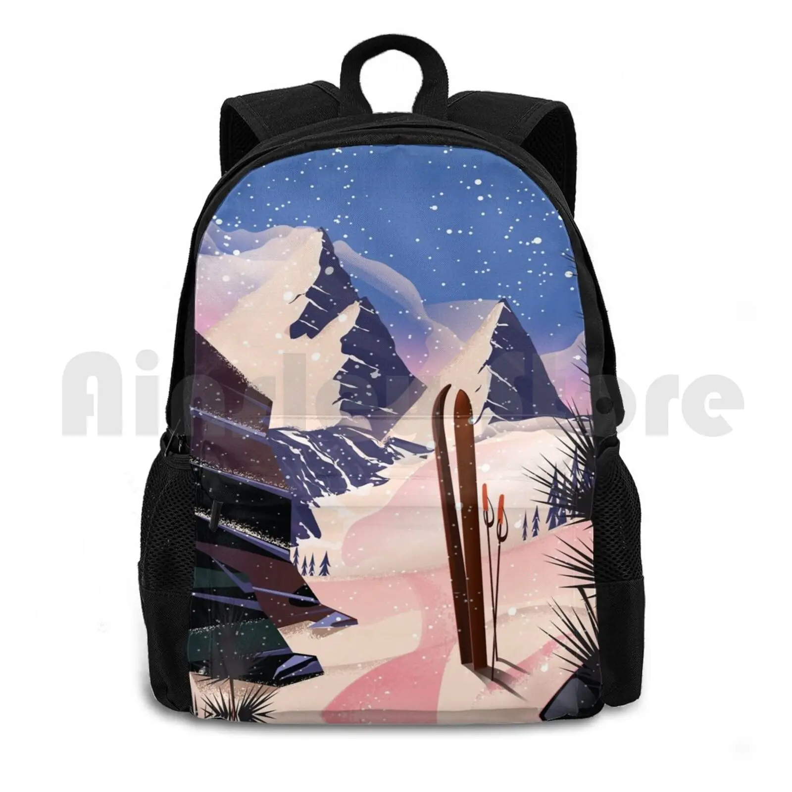 Ski Travel Poster Print. Outdoor Hiking Backpack Waterproof Camping Travel Ski Travel Ski Sports Ski Sports Outdoors Winter