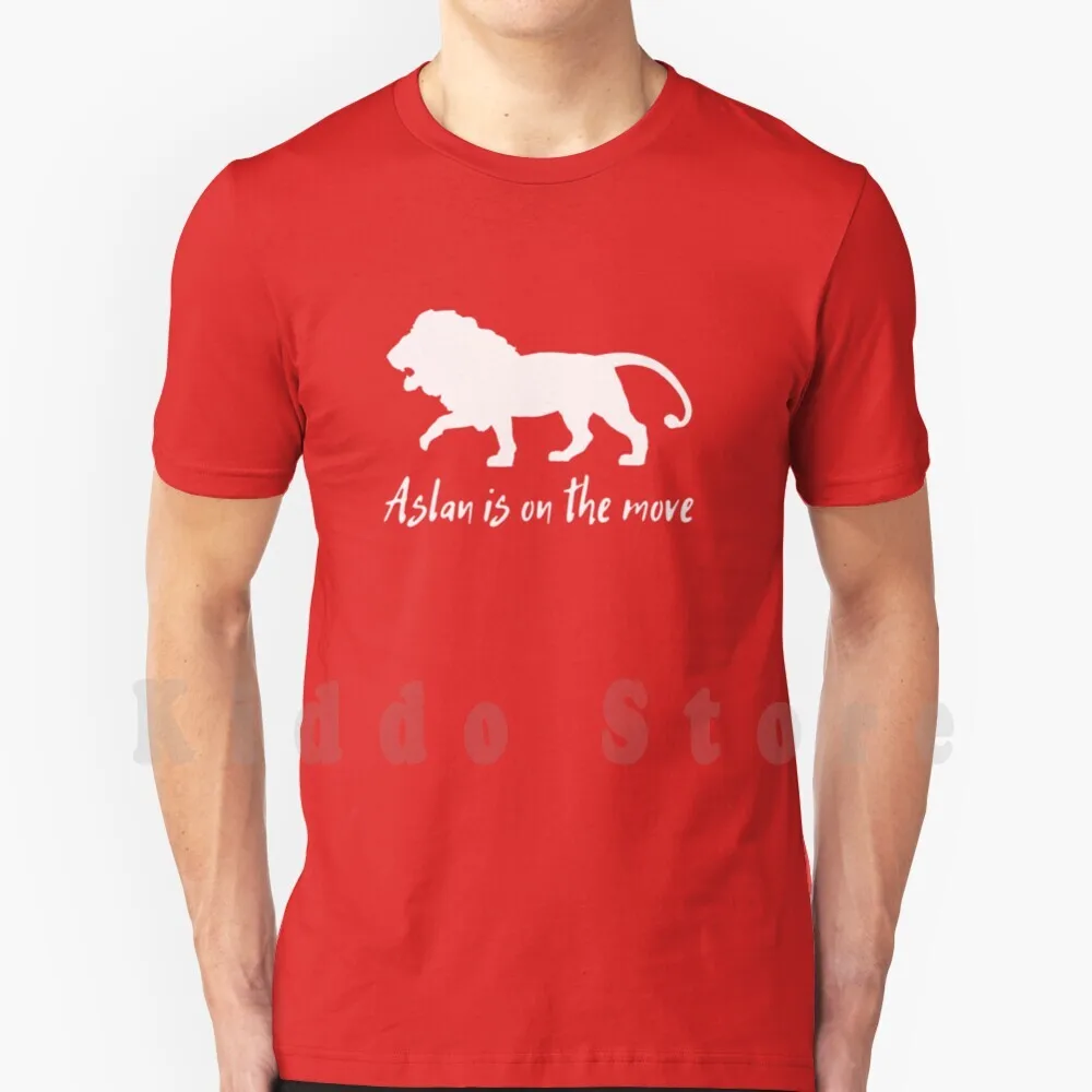 Aslan Is On The Move T Shirt Print For Men Cotton New Cool Tee Aslan Narnia Books Bookworm Thelionthewitchandthewardrobe