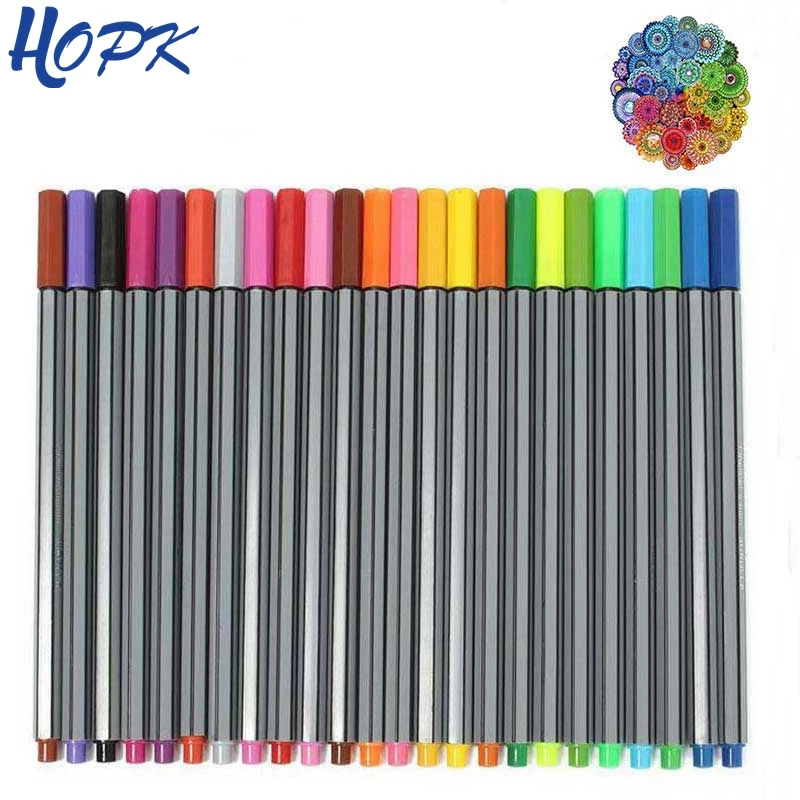 24 Color Pen Set Fine Line Colored Sketch Arts Drawing Marker Pens for Journal Planner Graffiti Fiber Pens