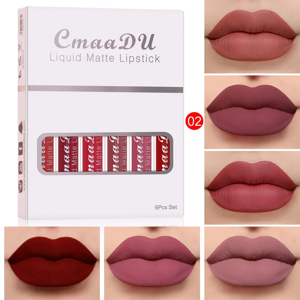 Fashion 6PCS/Set Matte Lipgloss Liquid Lipstick Long Lasting Moisturizer Lips Makeup Beauty Lip Glosses