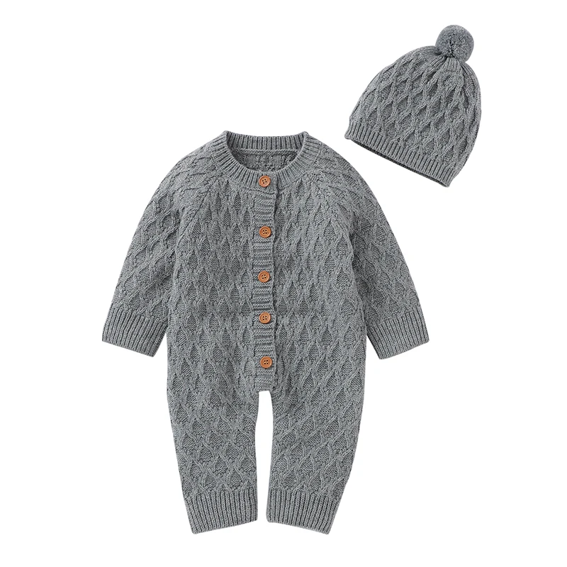 

Baby Rompers Long Sleeve Infant Boys Girls Jumpsuits Clothes Autumn Solid Knitted Newborn Toddler Kids Overalls One Piece 0-18M