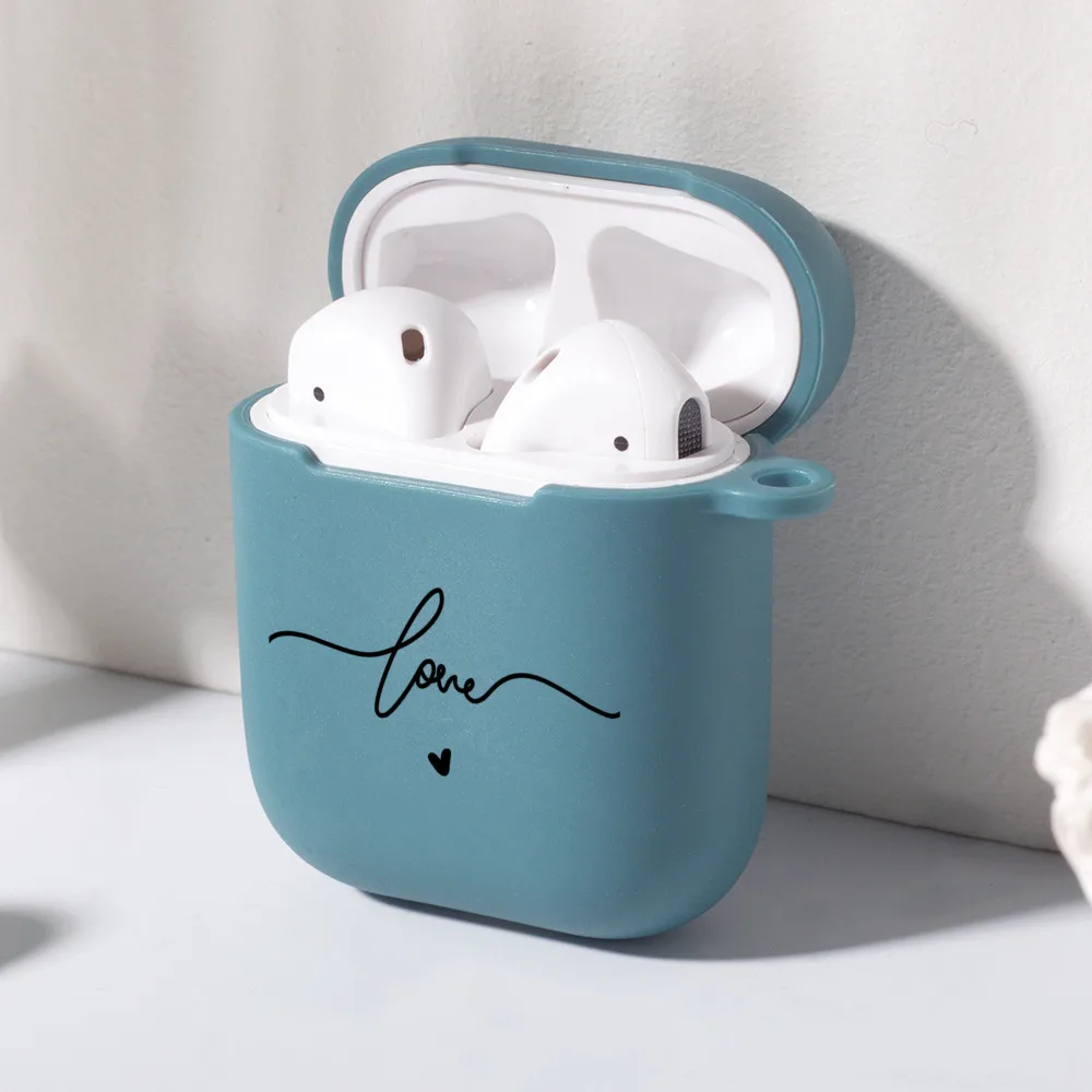 

Couple Love Heart Cover For AirPods 2 Case Cute Boy Girls Luxury Navy Blue Silicone Cover Fashion Air Pod Earphone Accessories